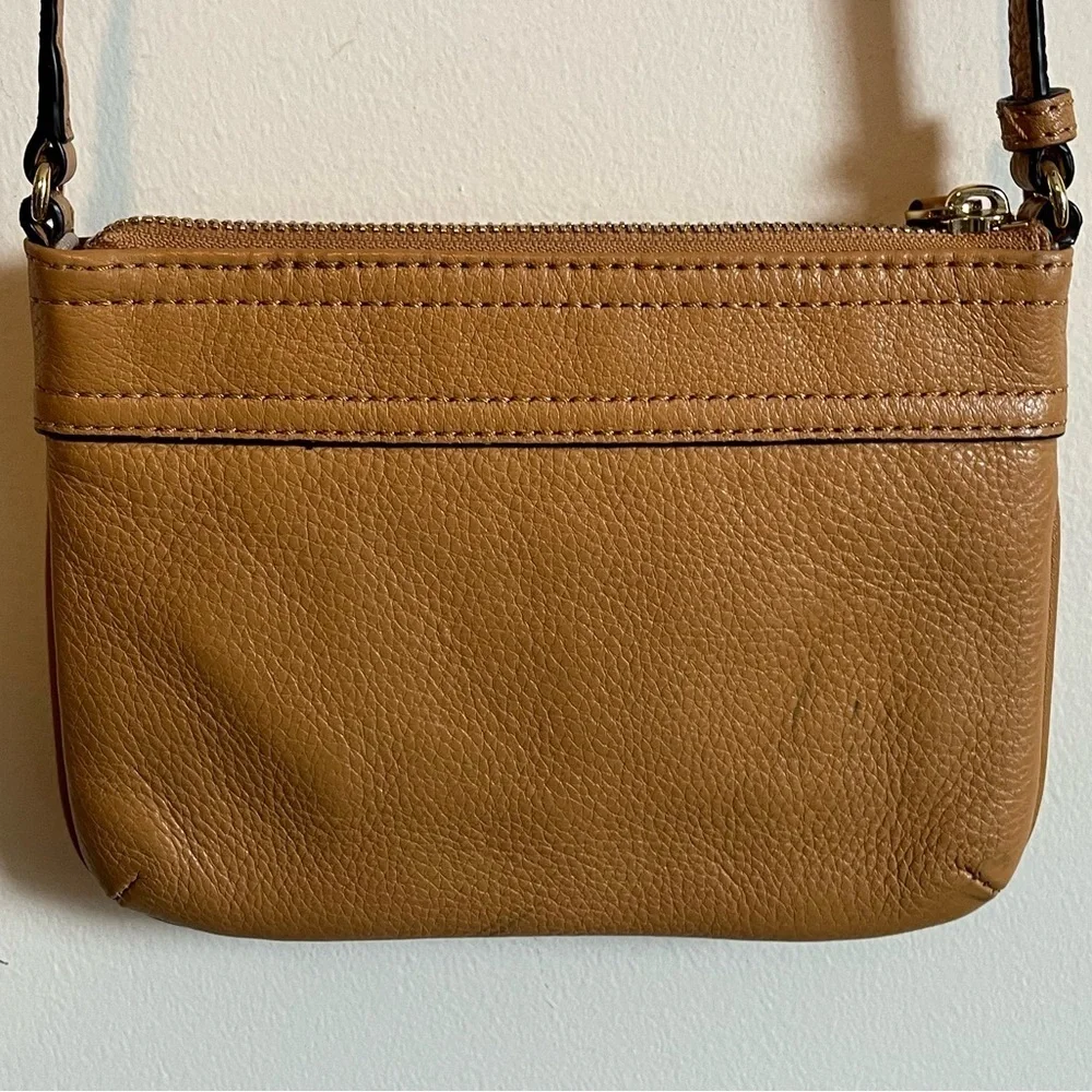 Michael Kors Small Adjustable Leather Crossbody Bag Purse Carmel Brown EUC